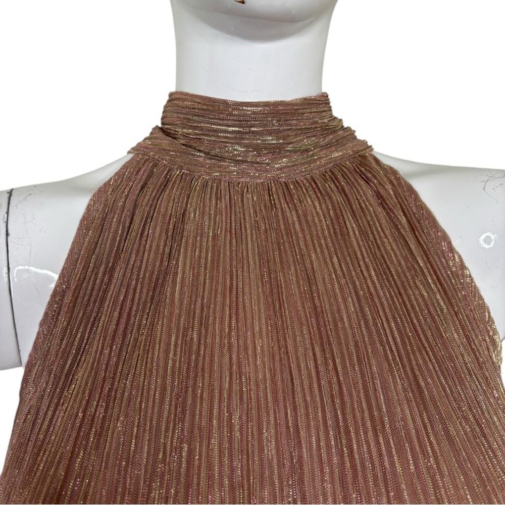 NWT Metallic sparkly holiday party Elegant Brown pink gold bold sexy Halter XL - Picture 9 of 15